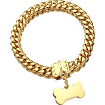 18K-Gold Stainless Steel Cuban Link Dog Collar - £32.76 GBP