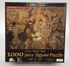 Camo Lion Hidden Figures 1000 Piece Puzzle By Sunsout D.L. Rust Zebra Lion - £16.38 GBP
