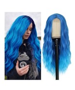 YBYMCAI Blue Wig - Long Blue Wavy Wigs for Women Middle Part Ombre Blue ... - £17.03 GBP