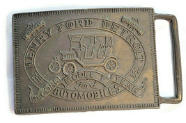 Henry Ford Detroit Automobiles Limited Edition Brass Metal Belt Buckle 3&quot; - $469.08 MXN
