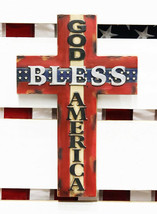 Rustic Western American Flag Colors God Bless America Patriotic Wall Cross 14&quot;H - £23.94 GBP