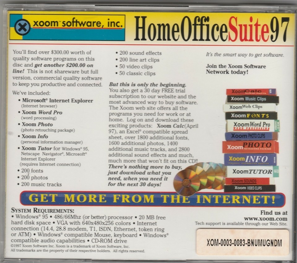 Home Office Suite 97 for Windows 95 by Xoom Software ~1997 ~ CD-ROM Item image 3