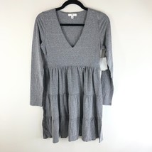BP Mini Dress Tiered Long Sleeve V Neck Knit Heathered Gray XS - $19.24