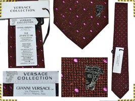 Versace Men&#39;s Tie Silk Tweed Made In Italy VE09 T0G - £63.73 GBP