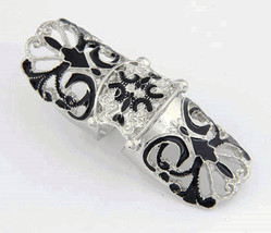 Punk Oversized Butterflies Joint Ring Silver and Black Fashion Ring - $3.95
