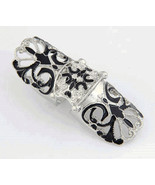 Punk Oversized Butterflies Joint Ring Silver and Black Fashion Ring - £3.12 GBP