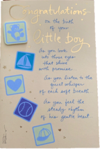 Baby Boy Greeting Card &quot;Congratulations On The Birth Of Your Baby Boy&quot;-SHIP24HRS - £7.01 GBP