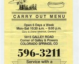 Windy City&#39;s Top Dog Menu Galley Road Colorado Springs Colorado 1980&#39;s - $17.82