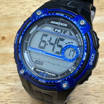 Armitron Digital Quartz Watch 40/8322 Men 5m Black Blue Alarm Chrono New Battery - £13.19 GBP