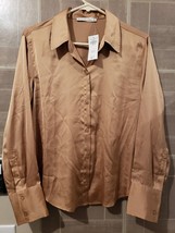 Abercrombie &amp; Fitch A&amp;F Long Sleeve Button Up Gold Blouse Shirt Top Size... - £54.34 GBP