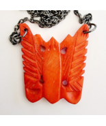 Vintage Butterfly Primitive Carved Pendant Necklace Handmade Jewelry Mai... - $27.86 CAD