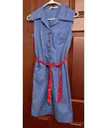 Vintage dress country western cow girl look zipper front tie belt large ... - $34.60