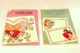 Valentines Day Dover Bunny Rabbit Postcards and Address Gift Label Sticker Books - £11.06 GBP