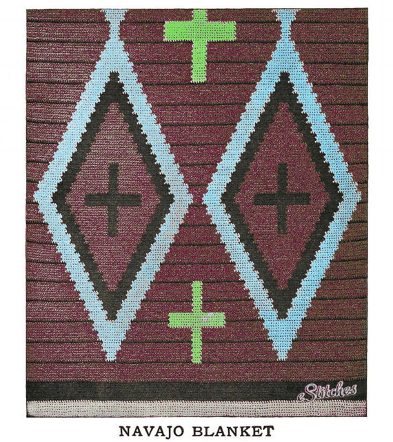 1900s Tapestry Crochet Navaho Diamond Cross Blanket or Afghan pattern (PDF 1932) - £2.32 GBP