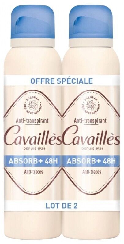 Roge Cavailles Absorb+ 48H Deodorant Anti-Traces Spray Anti-Marks 2 x 150 ml