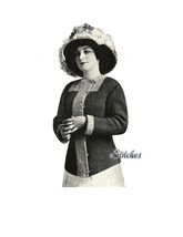 1900s Long Sleeve Coat with Contrast Band - Crochet pattern (PDF 1342) - £2.93 GBP