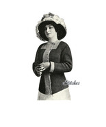 1900s Long Sleeve Coat with Contrast Band - Crochet pattern (PDF 1342) - £2.94 GBP