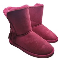Acres by Lamo Pink Boots Sherpa Lined Suade Tassle Slip On Winter Girls Size 5 - £6.79 GBP