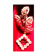 Vtg. Floral Rhinestone Brooch AND Scarf - $28.33 CAD