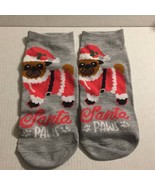 Women&#39;s Holiday Santa Pug Low Cut No Show Socks Shoe Size 4-10 - $73.94 MXN