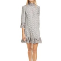 NWT La Vie Rebecca Taylor Marcelle Ruffle Hem Shift Dress in Slate Combo... - $49.95
