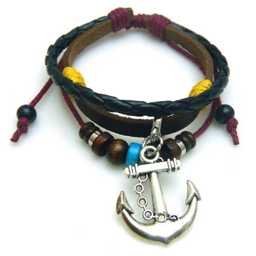 Handmade Leather Surfer Braided Wristband Cuff Punk Bracelet- Buy 2, get... - $3.55
