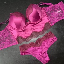 Victoria&#39;s Secret Longline 32A,34B Bombshell Bra Set Xs Pink Raspberry Magenta - £70.99 GBP