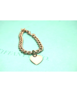 Tiffany &amp;Co Textured Oval Link Heart Charm Bracelet Sterling Silver Vint... - £284.52 GBP