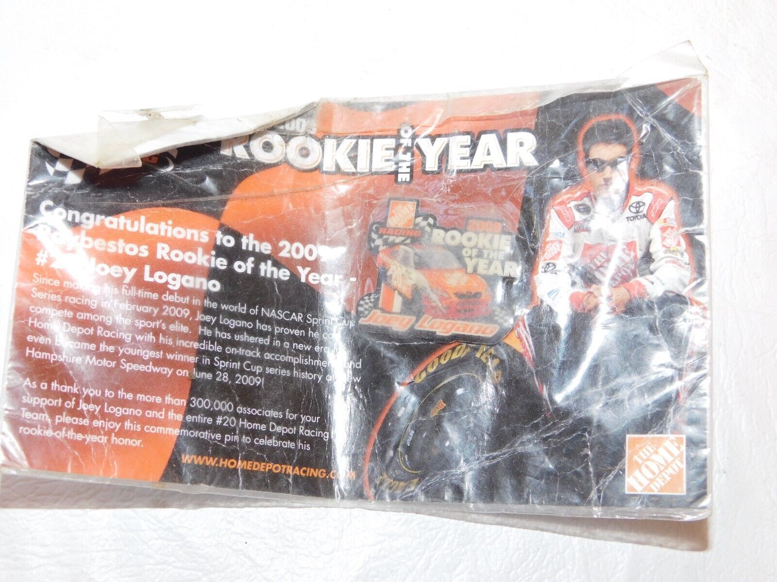 NASCAR Lapel Pin Home Depot Racing Rookie of the Year 2009 #20 Joey Loga... - $20.58