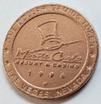 Monte Carlo Resort & Casino 1996 Las Vegas, NV One Dollar Gaming Token, vintage - £10.92 GBP