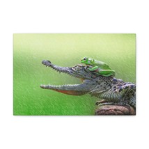 Funny Alligator With Frog on Top of The Head Outside Wall Art Ready to Hang Unf - £56.33 GBP+