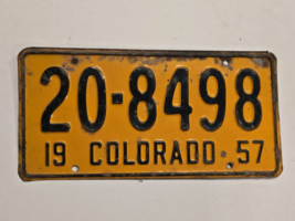 COLORADO - License Plate #20-8498-1957 Black Letters On Yellow-VTG-Man Cave - $24.17