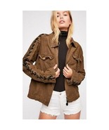  New Free People Faye Military Twill Lace Up Jacket Retail $168 Small Mo... - $79.20