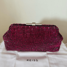 REISS ADALINE EMBELLISHED SPARKLE CLUTCH BAG, Evening Party Bags, Purple... - £131.48 GBP