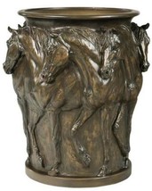 Vase TRADITIONAL Lodge 7 Prancing Horses by Belden Chocolate Brown Resin - £326.93 GBP