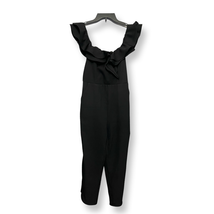 Jumpsuit Womens Black Stretch Scoop Neck Ruffles Sleeveless Long Tapered... - $20.35