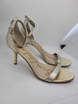 Sam Edelman Ariella Metallic GOLD Crackled Leather Open Toe Party Heels Sz 8 - $24.75