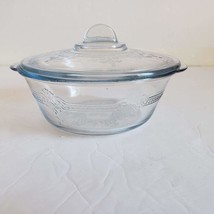 Fire King Philbe Embossed Individual Mini Casserole Dish w/Lid Clear Vtg 1930s - £15.56 GBP