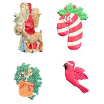 VTG Holiday Fridge Magnet Lot Candy Cane Cardinal Santa Avon Enesco Christmas - £7.63 GBP