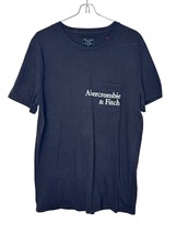 Abercrombie &amp; Fitch Men&#39;s Top  Short Sleeve Preppy Logo Graphic Tee Blue... - £15.92 GBP