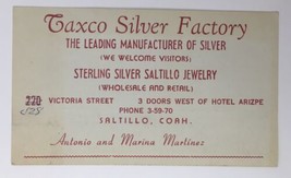 Taxco Silver Factory Vintage Advertising Card Price Chart Saltillo Coahuila - $14.00