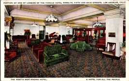 Vtg Postcard Lobby of Hotel Rosslyn, Fifth and Main Streets, Los Angeles CA. - £5.40 GBP