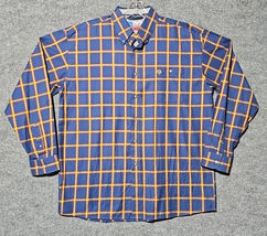 Wrangler George Strait Western Shirt Mens XL Blue Plaid Long Sleeve Butt... - $26.77
