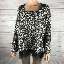 Ny Collection Animal Print Lace Bell Sleeve Blouse Nwt Xl - £7.59 GBP