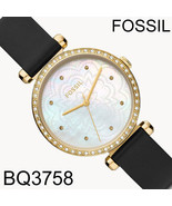 NIB Fossil BQ3758 Tillie Three-Hand Black Leather Watch Pearl Gold $129 ... - £50.47 GBP