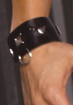 Leather Wrist Cuffs Bands Square Nail Heads Hearts Studs O Ring Pair L9466 - £11.86 GBP
