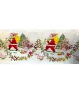 Vintage Paper Christmas Tablecloth Santa 1950&#39;s Scottie Dog Toys 54&quot; x 90&quot; - $117.73 CAD