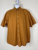 John Ashford Men Size XL Burnt Orange Button Up Shirt Short Sleeve Knit Pocket - £5.77 GBP