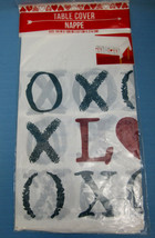 Valentine Day X&#39;s &amp; O&#39;s LOVE Heart Table Cover Plastic 54&quot;X108&quot; Red Blac... - £7.82 GBP