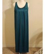 Vintage Vanity Fair Full Length Nightgown Green Nylon USA Small - £13.96 GBP